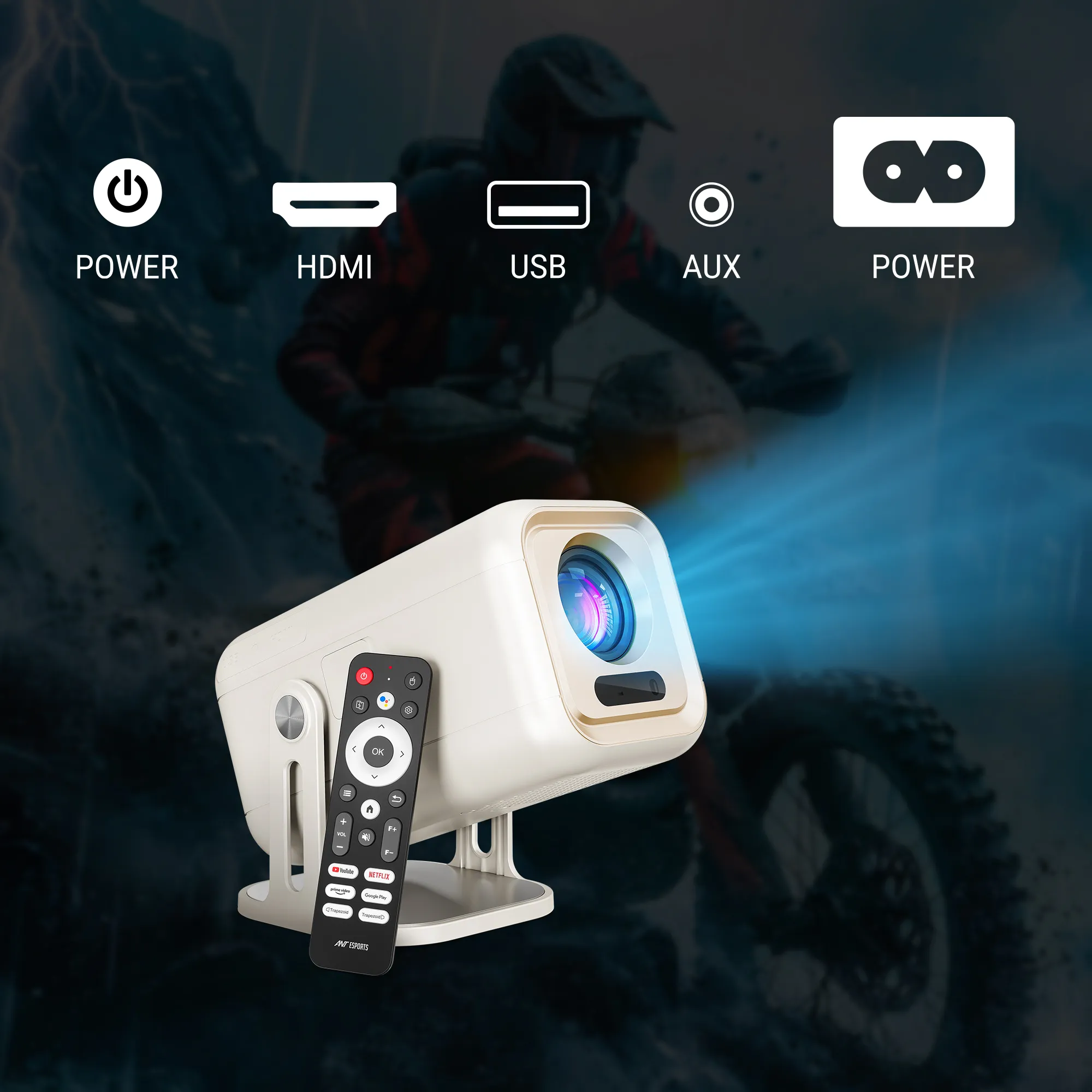 Ant Esports Projector View690 (USB| HDMI | AUX) White view 2